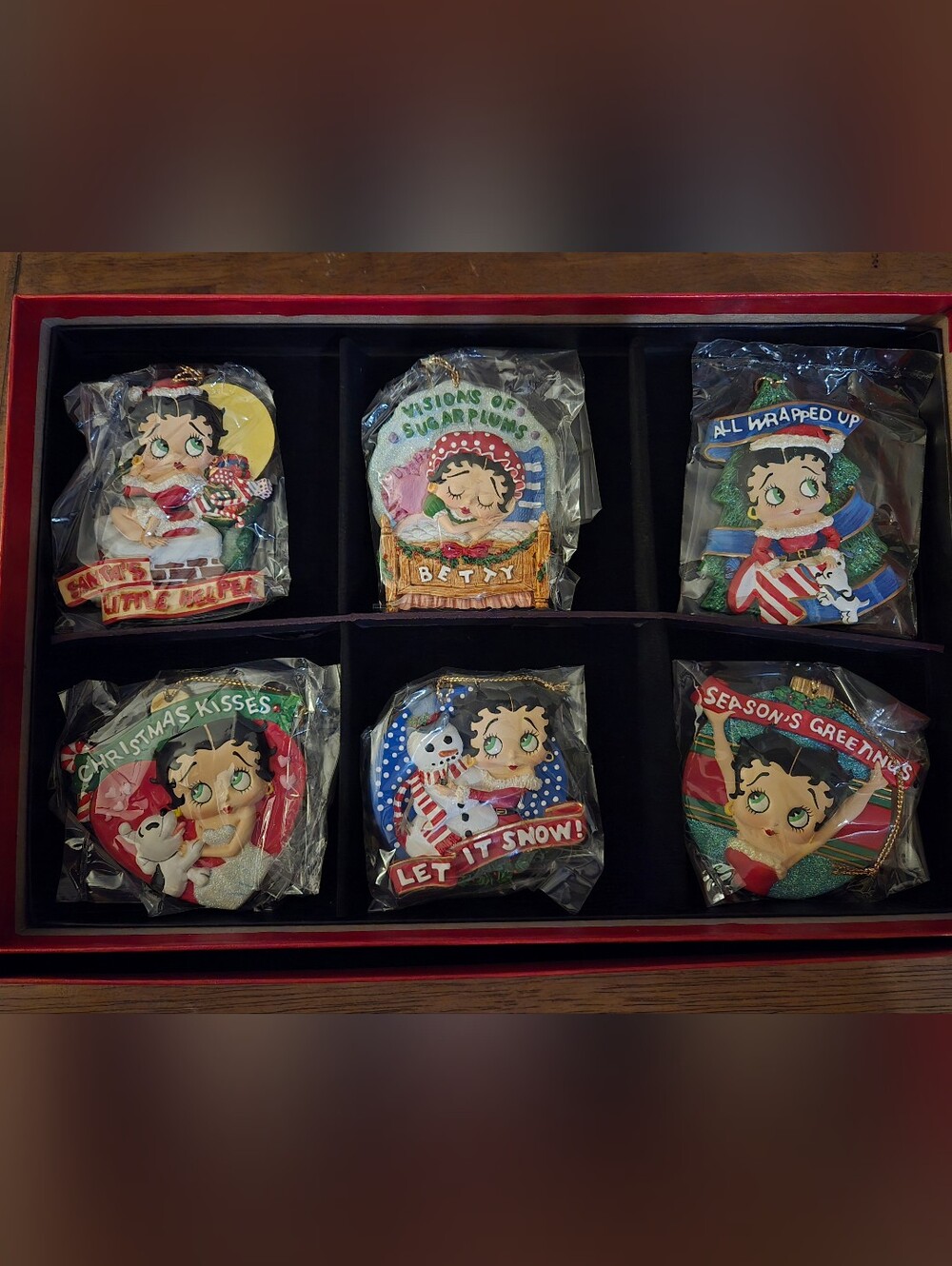The Betty Boop Ornament Collection By Danbury Mint Red Box Of 6 With Case